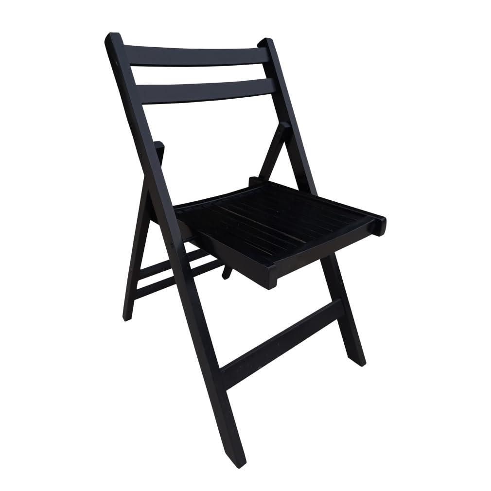 4 Pack Wooden Folding Chair, Foldable Dining Chair Set with Solid Wood Slatted Seat and Open Back, Outdoor/Indoor Portable Event Chair Wedding Chair for Dining Room Kitchen Balcony Garden, Black