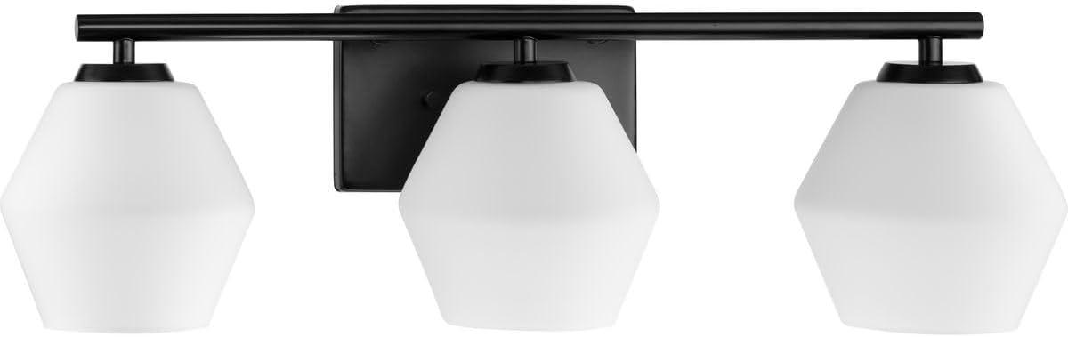 Progress Lighting Copeland 3-Light Vanity Light, Matte Black, Opal Glass