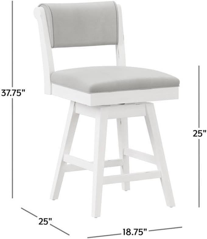 Clarion Wood and Upholstered Bar Height Swivel Stool Sea White - Hillsdale Furniture