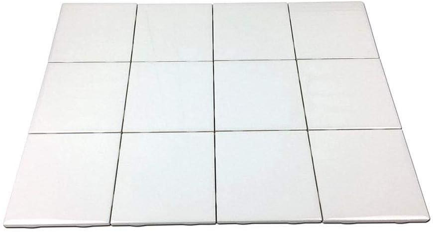 Set of 12 Glossy White Ceramic Tiles for Arts & Crafts by Squarefeet Depot Genuine Made in USA (4.25"x4.25")