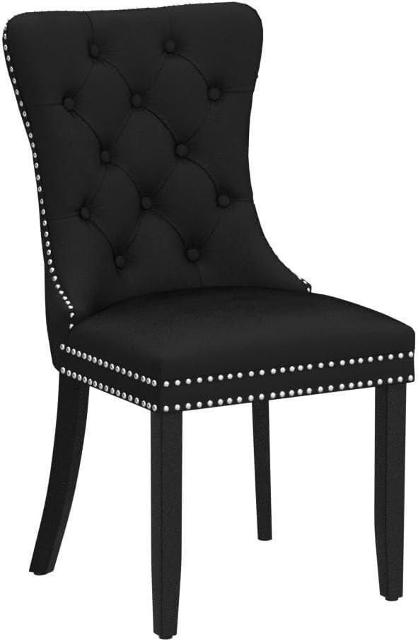 Westice Dining Chairs Set of 6, Tufted Dining Room Chair with Nailhead for Kitchen Restaurant, Black