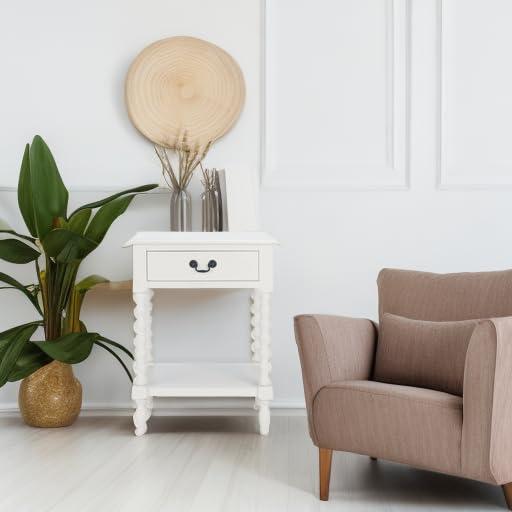 Athena Accent Table - ACC5703A - Distressed White - Safavieh