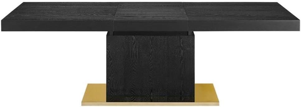 Modway Vector Expandable Modern Wood Dining Table in Walnut/Gold