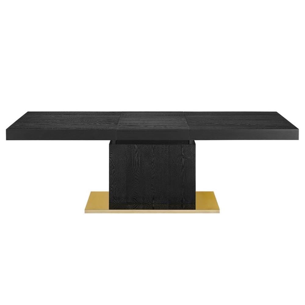 Modway Vector Expandable Modern Wood Dining Table in Walnut/Gold