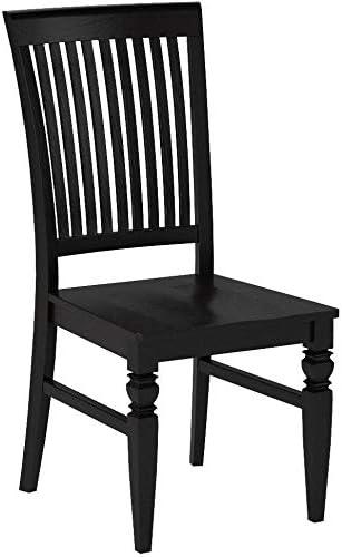 Weston Dining Wood Seat Chair with Slatted Back - Black - Set of 2