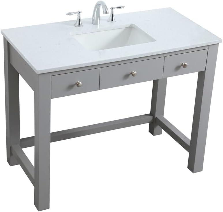 Hudson 42'' Single Bathroom Vanity with Engineered Marble Top