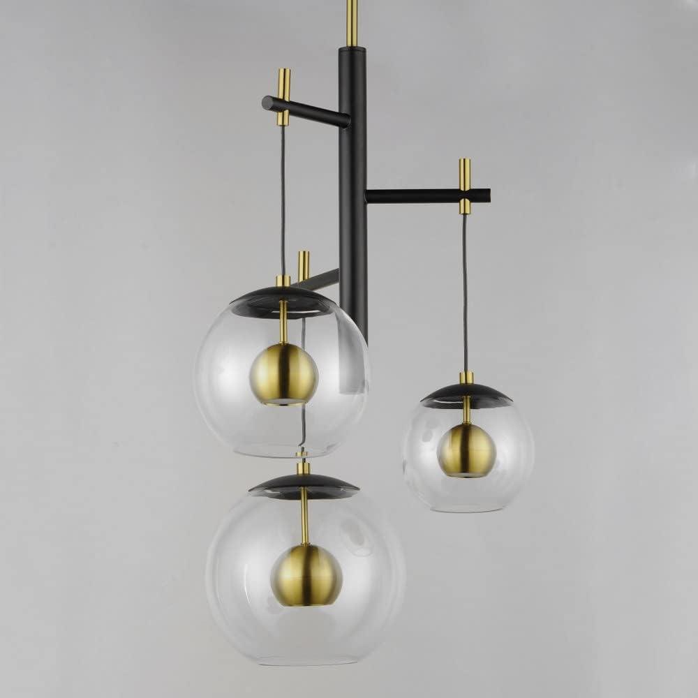 Aged Brass and Black 3-Light LED Globe Pendant