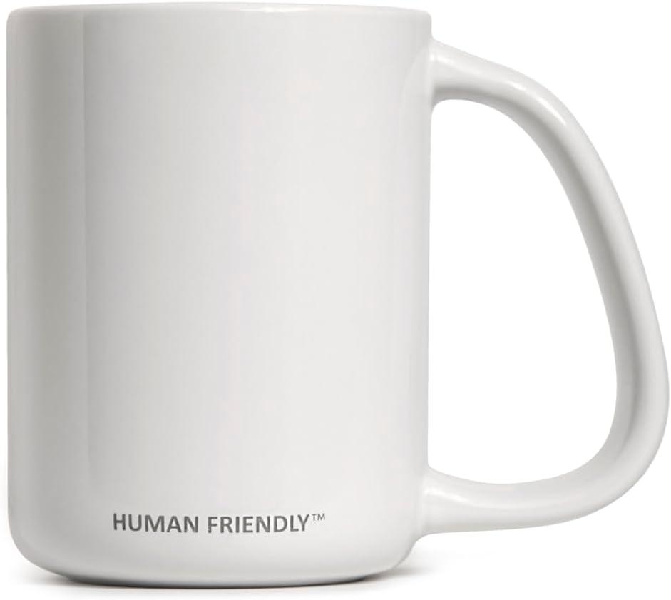 CURVD 12 oz Mug, Large Handle for Comfortable Grip, Plain White Ceramic