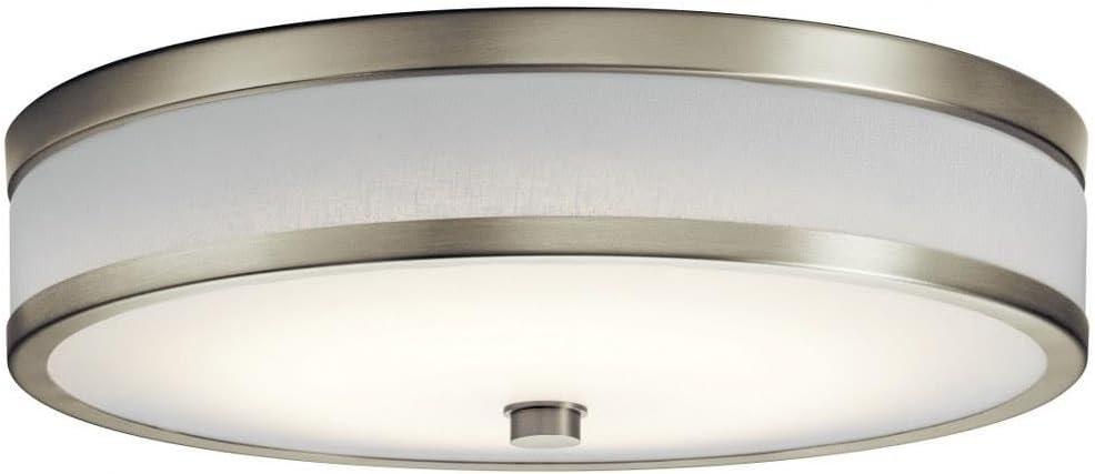 Brushed Nickel 15" LED Drum Ceiling Light with Glass Shade