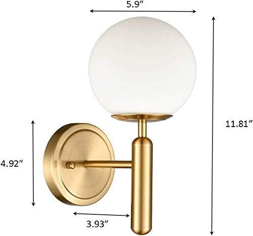 Gold Wall Sconce Set of 2 Globe Glass Wall Light Fixtures Bathroom Vanity Light Mid-Century Modern Wall Sconce Lamp with Frosted Glass Shade for Hallway Bedroom Living Room