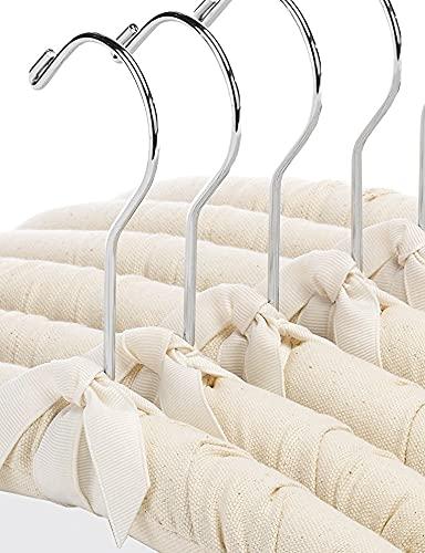 Whitmor Padded Metal Clothing Hangers with Swivel Hook, 6 Pack, Canvas, for adult use