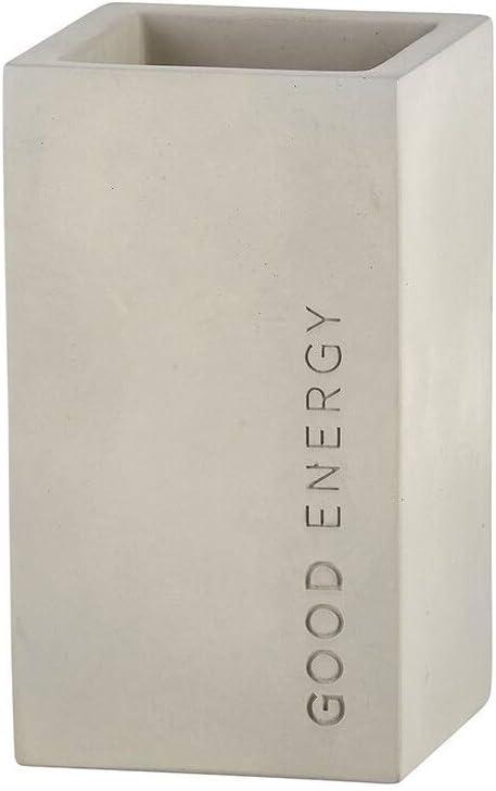 Santa Barbara Design Studio G2765 Good Energy Minimalist Concrete Cement Pen Holder | Scandinavian Style | 2.55" W x 4.41" H
