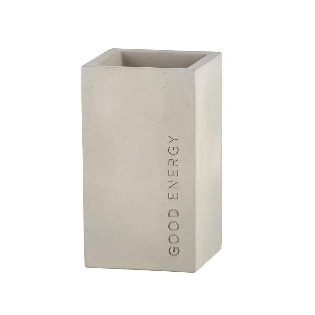 Santa Barbara Design Studio G2765 Good Energy Minimalist Concrete Cement Pen Holder | Scandinavian Style | 2.55" W x 4.41" H