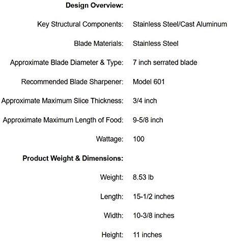 Chef's Choice Electric Meat Slicer with Stainless Steel Blade, 7-Inch, Silver, 609A