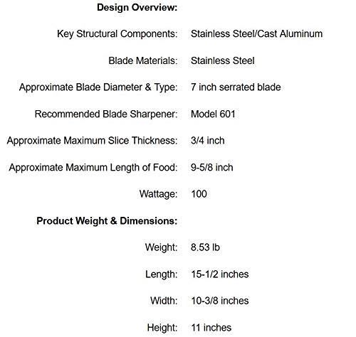 Chef's Choice Electric Meat Slicer with Stainless Steel Blade, 7-Inch, Silver, 609A