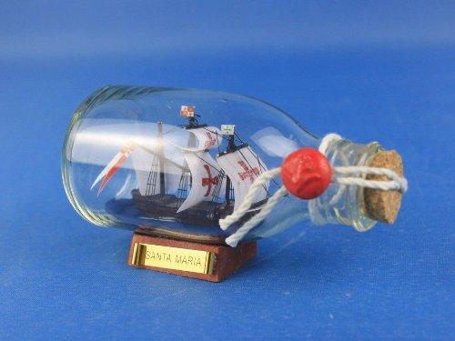 Hampton Nautical Santa Maria Ship in a Glass Bottle, 5"