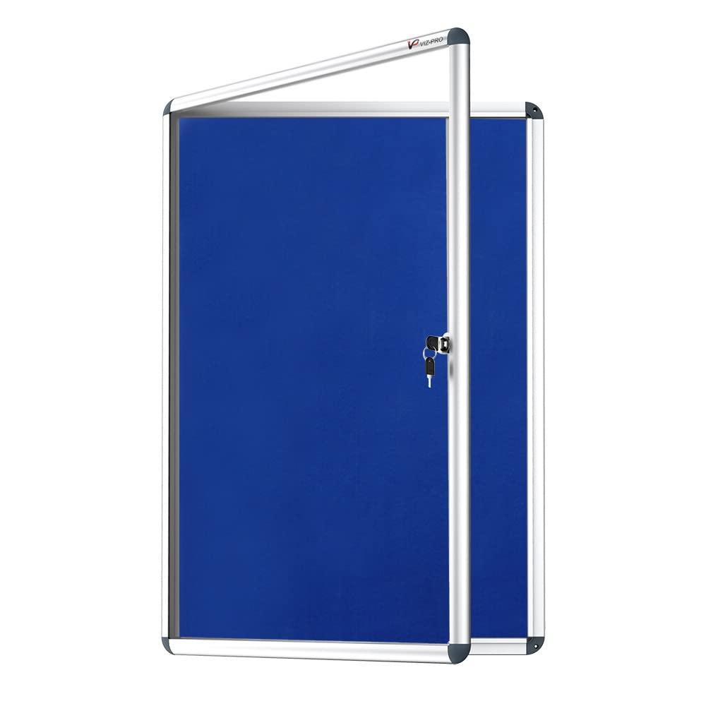 VIZ-PRO Tamperproof Lockable Noticeboard Class 1 Aluminium Framed 36x24 Inches
