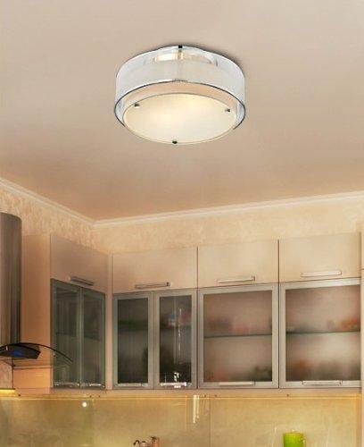 Possini Euro Design Modern Ceiling Lighting Semi Flush Mount Fixture 16" Wide Chrome 2-Light Sheer Outer Off White Inner Drum Shade for Bedroom House