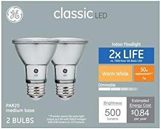GE Classic LED 50 Watt Replacement, Warm White, PAR20 Indoor Floodlight Bulbs (2 Pack)