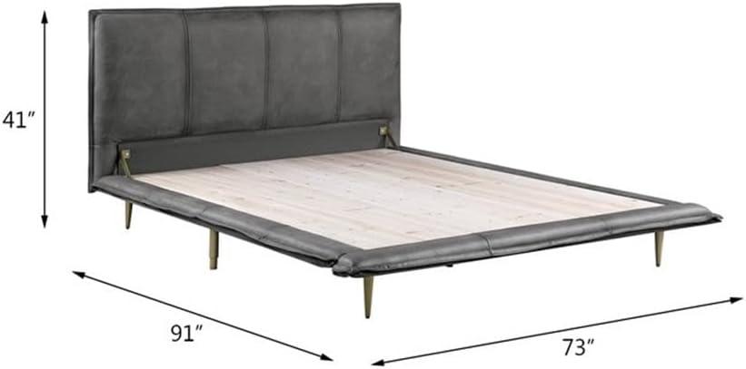 Helios Leather Upholstered Platform Bed