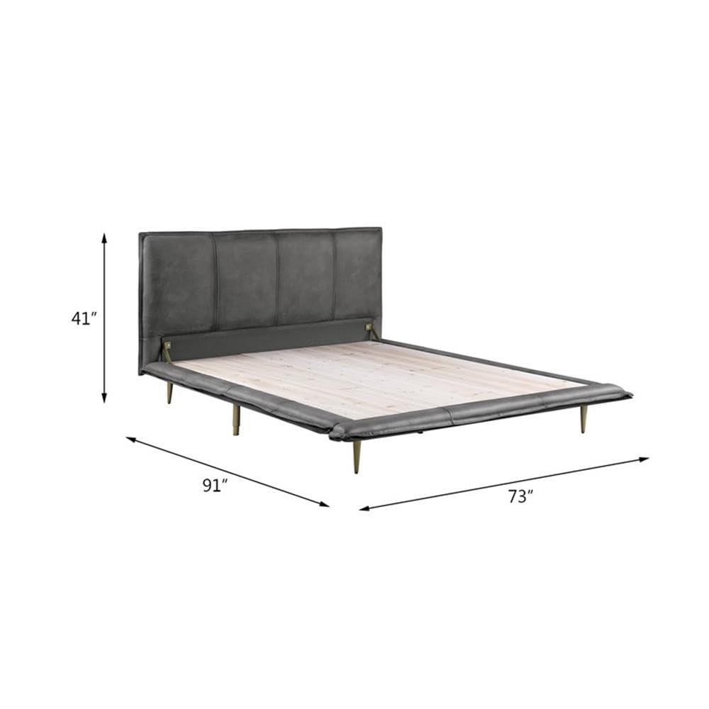 Helios Leather Upholstered Platform Bed