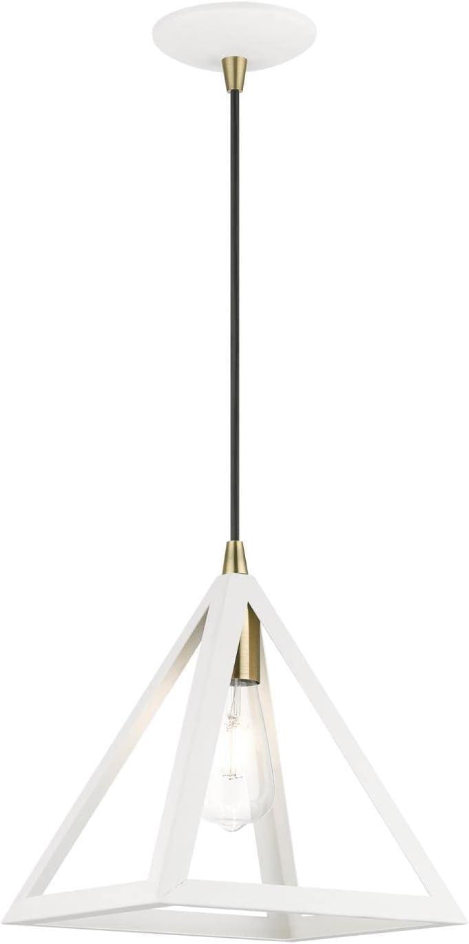 Livex Lighting Pinnacle 1 - Light Pendant in  Textured White/Antique Brass