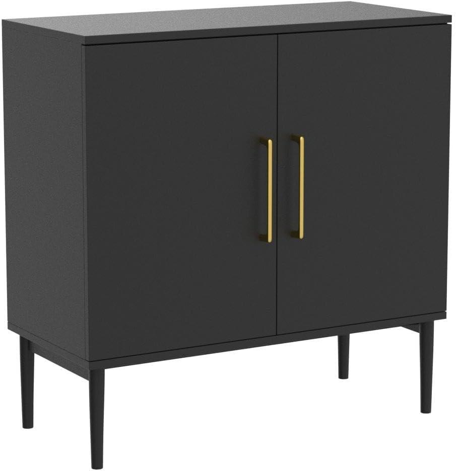 Sideboard Buffet Cabinet, Black Storage Cabinet with 2 Doors and Adjustable Shelves, Accent Cabinet for Dining Room,Hallway