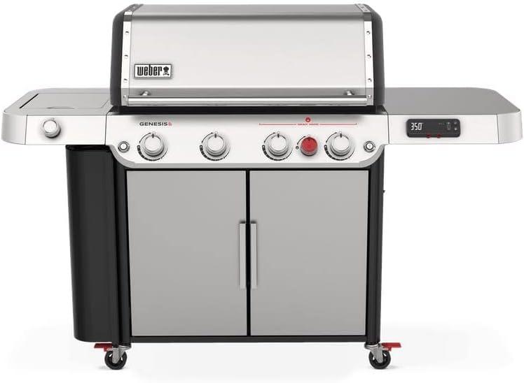 Weber Genesis SPX-435 4-Burner Propane Smart Gas Grill in Stainless Steel with Side Burner