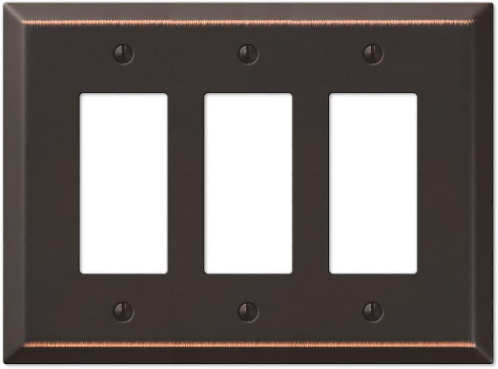 Amerelle 463RRRW Oversized Wallplate, 3 Rocker, Steel, White, 1-Pack