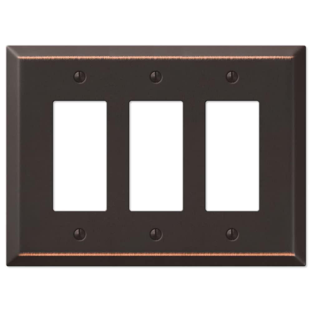 Amerelle 463RRRW Oversized Wallplate, 3 Rocker, Steel, White, 1-Pack