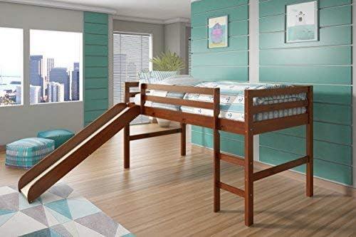 Donco Kids Twin Solid Wood Mission Low Loft Bed in Espresso