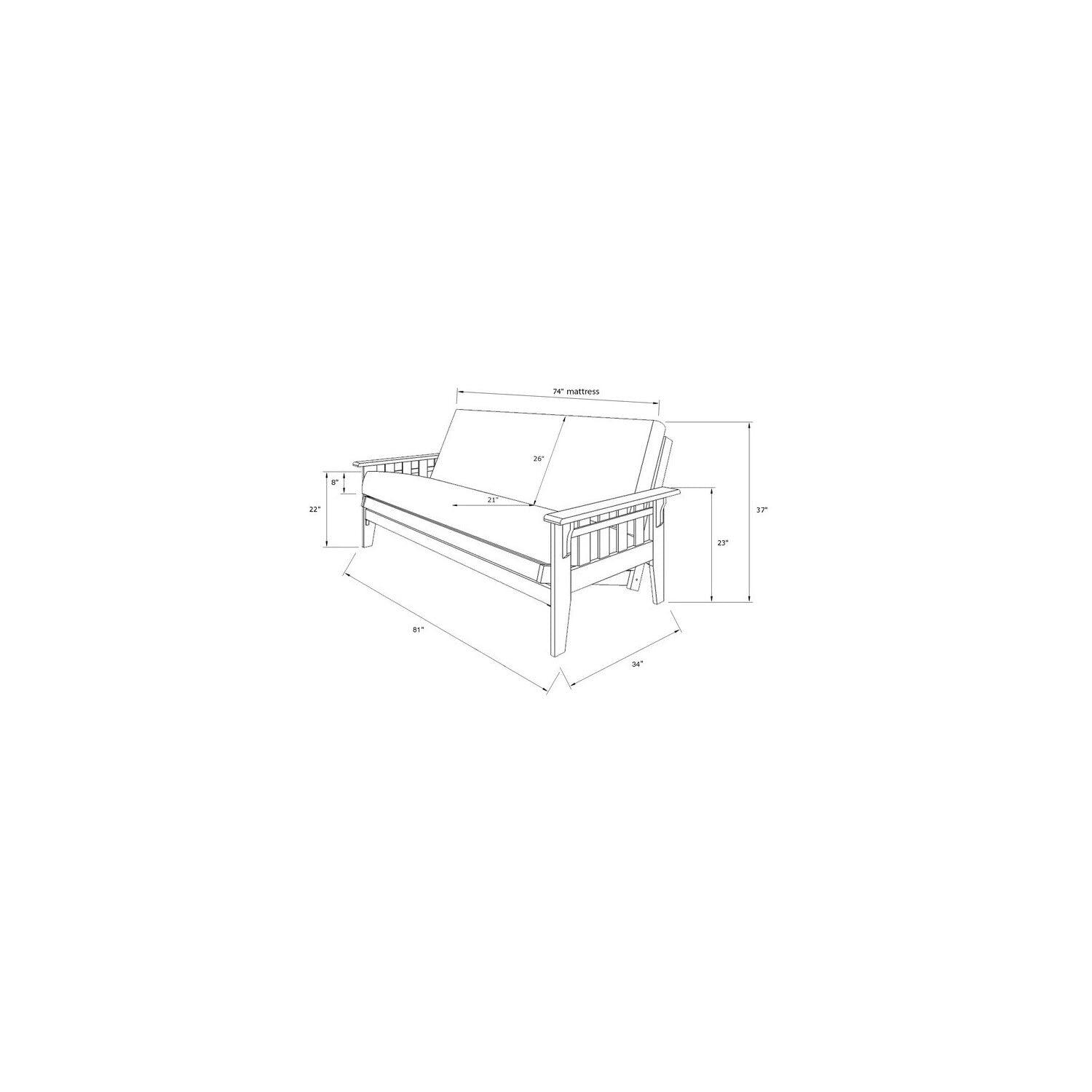 Kodiak Furniture Tucson Wood Futon Frame in Rustic Walnut Brown