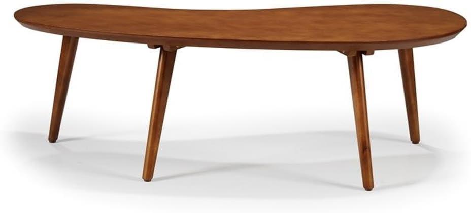 Mid-Century Modern Castanho Pine Wood Oval Coffee Table