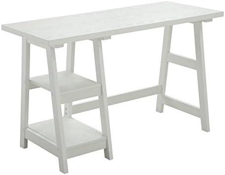 Convenience Concepts Designs2Go 29.25" Tall Trestle Desk with Shelves, White