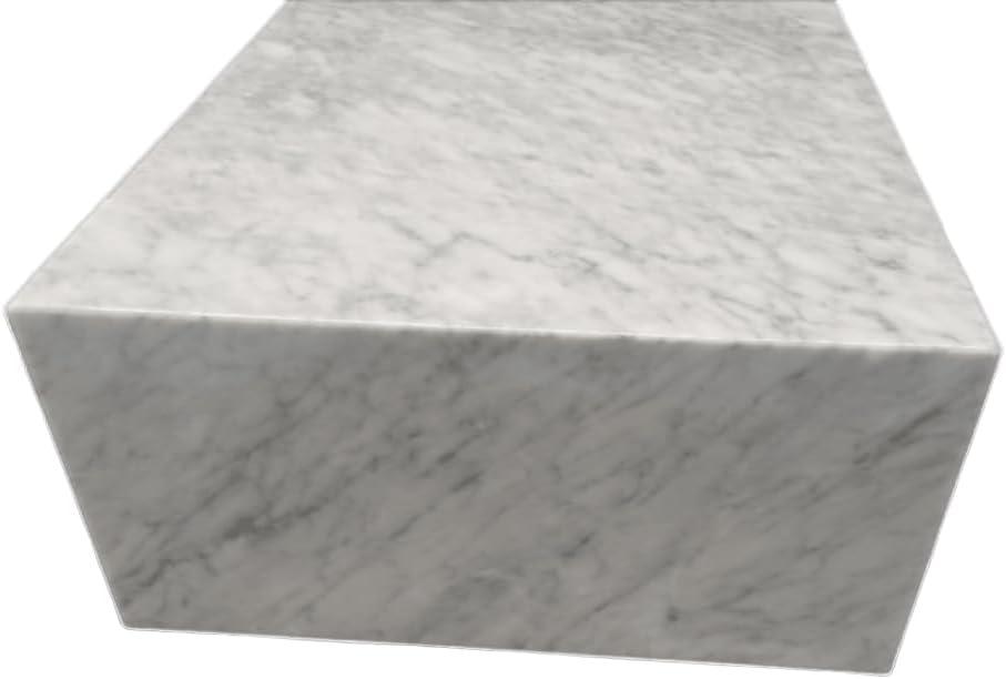 Genuine Marble Block Coffee Table - Carrara Marble