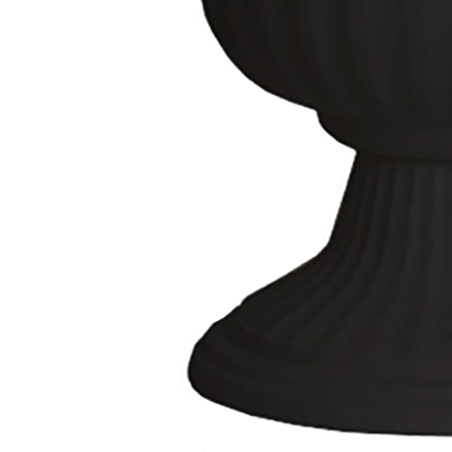 Southern Patio Large 14 Inch Outdoor Garden Lightweight Utopian Urn Planter with UV-Coated Finish for Entryways, Walkways, and More, Black (2 Pack)