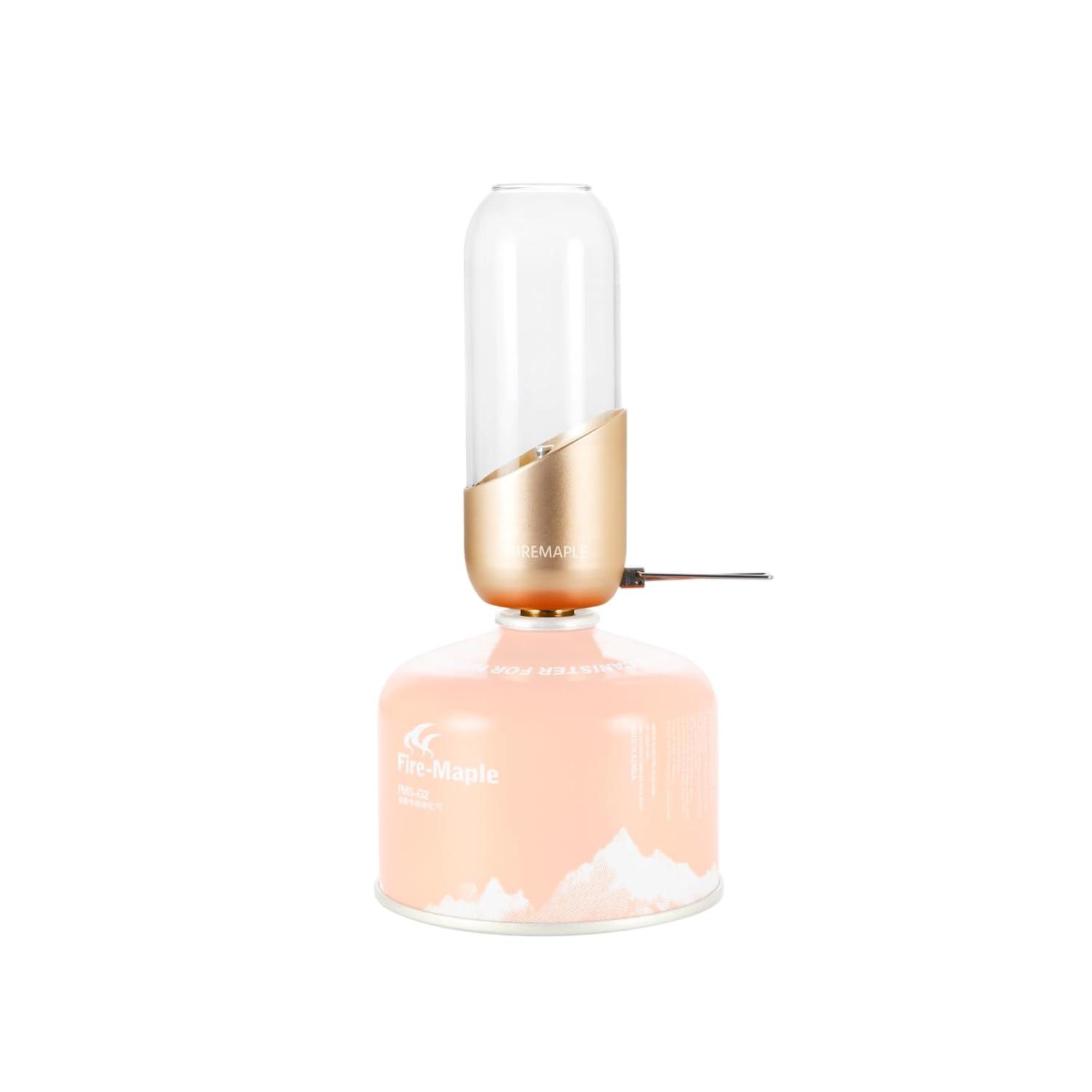 Fire-Maple Orange Camping Lantern Glass, Steel & Aluminum | Propane or Isobutane Fuel Canister Beautiful Lights | NO Mantles Needed | Propane Lanterns for Camping, Emergency Essential