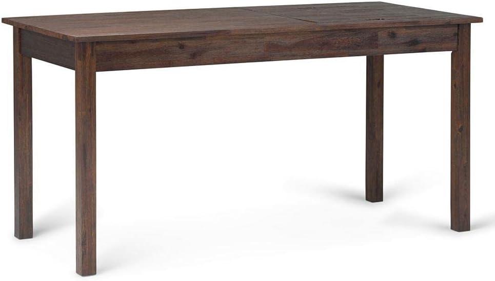 Simpli Home Monroe Computer Desk in Distressed Charcoal Brown