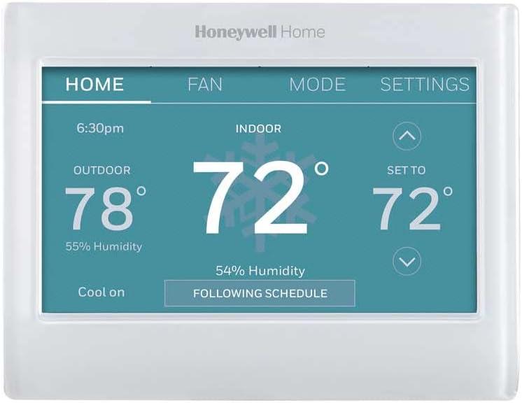 White Smart Color Programmable Wi-Fi Thermostat with Touchscreen