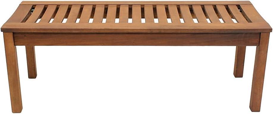 Eucalyptus Wood 48-Inch Backless Bench with Natural Oil Finish