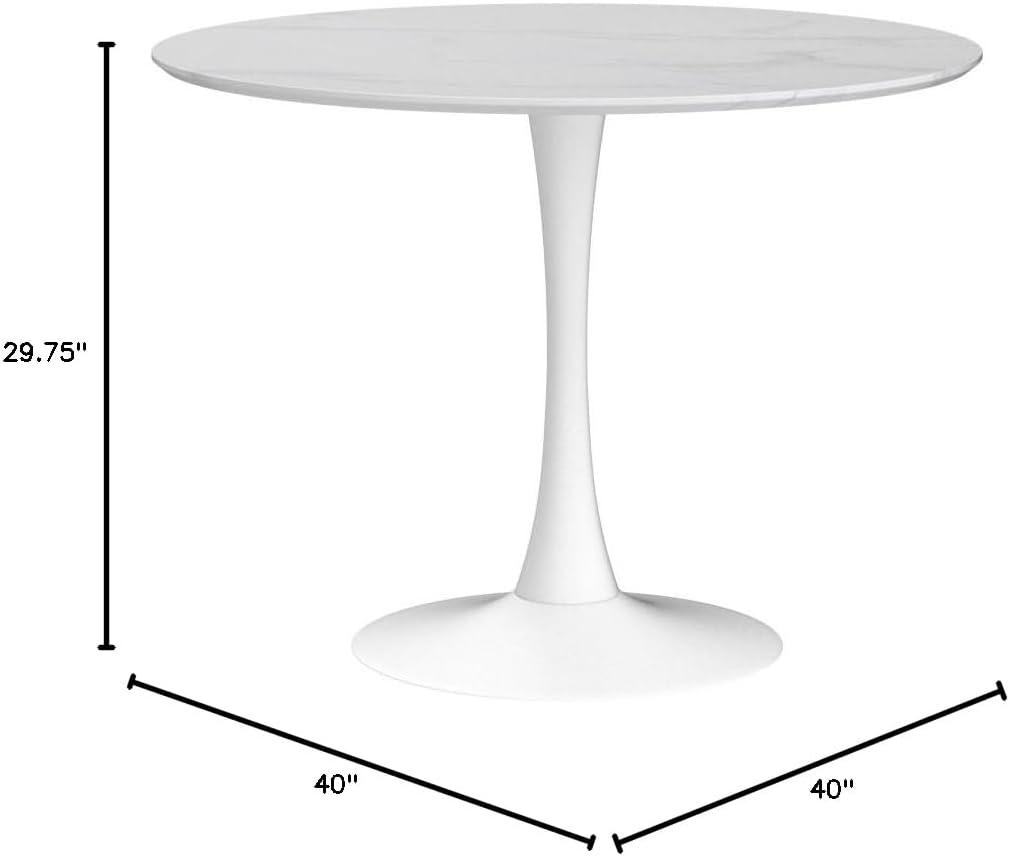 Arkell 40-inch Round Pedestal Dining Table White