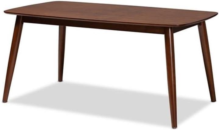 Baxton Studio Edna Wood Dining Table Walnut: Mid-Century Modern, Seats 6, Rubberwood Construction