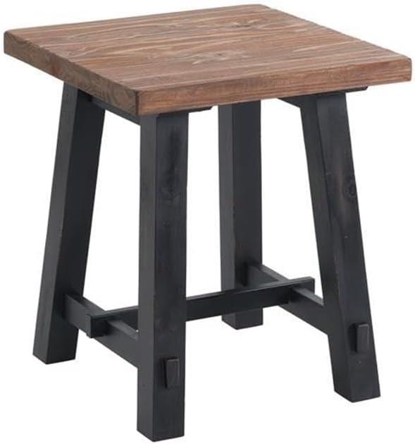 Adam 4-Piece Solid Wood Living Room Set with Distressed Black Sawhorse Legs