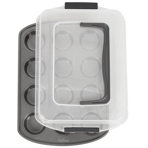 Wilton Bake It Better Non-Stick Cupcake Pan with Tall Lid, 12-Cup