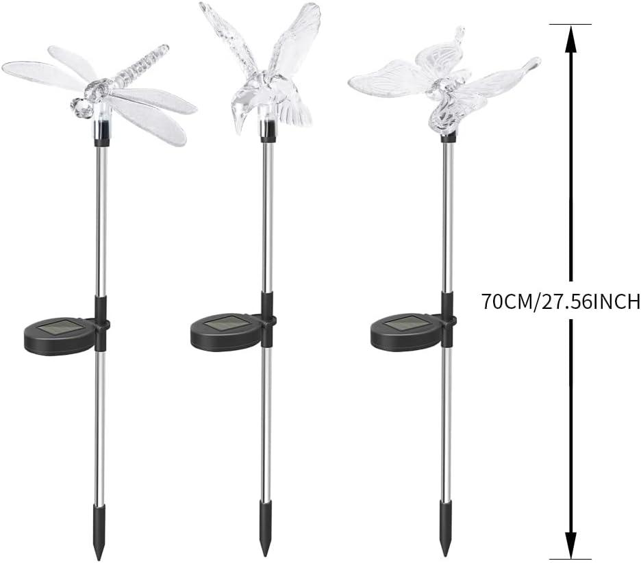 Decorative Solar Garden Lights - Butterfly, Dragonfly, and Hummingbird Stake Lights (6 Pack)