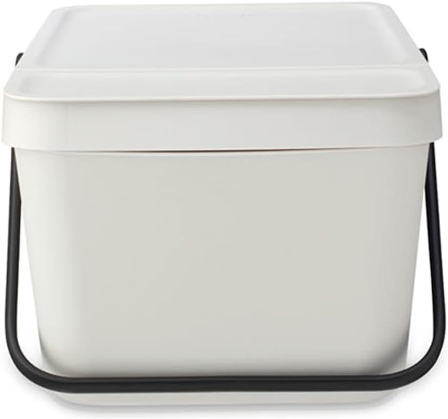 Light Gray Stackable Plastic Recycling Bin with Carry Handle