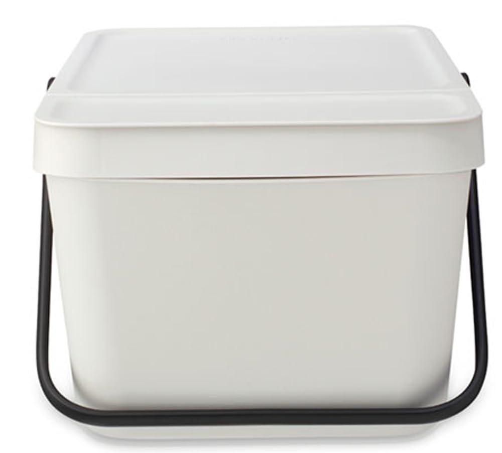 Light Gray Stackable Plastic Recycling Bin with Carry Handle