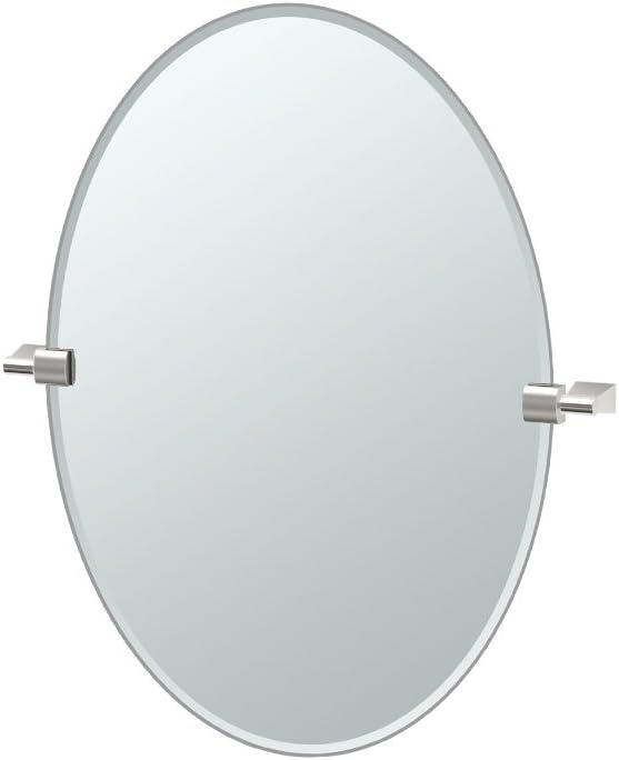 Frameless Oval Bathroom Vanity Mirror with Satin Nickel Finish