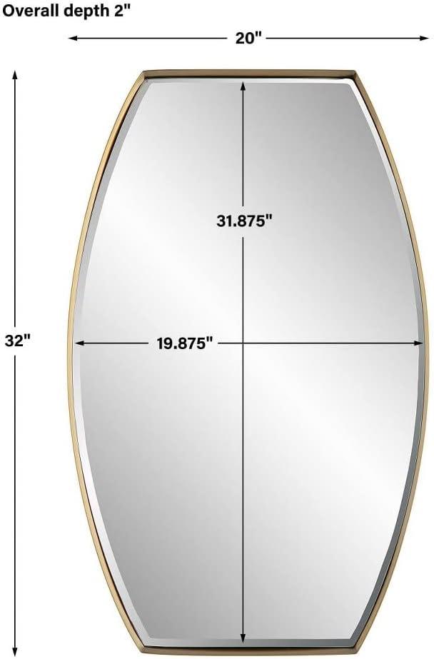 Portal Brass Plated Steel Wall Mirror, 32" x 20"