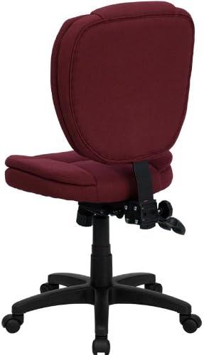 BizChair Mid-Back Burgundy Fabric Multifunction Swivel Ergonomic Task Office Chair with Pillow Top Cushioning